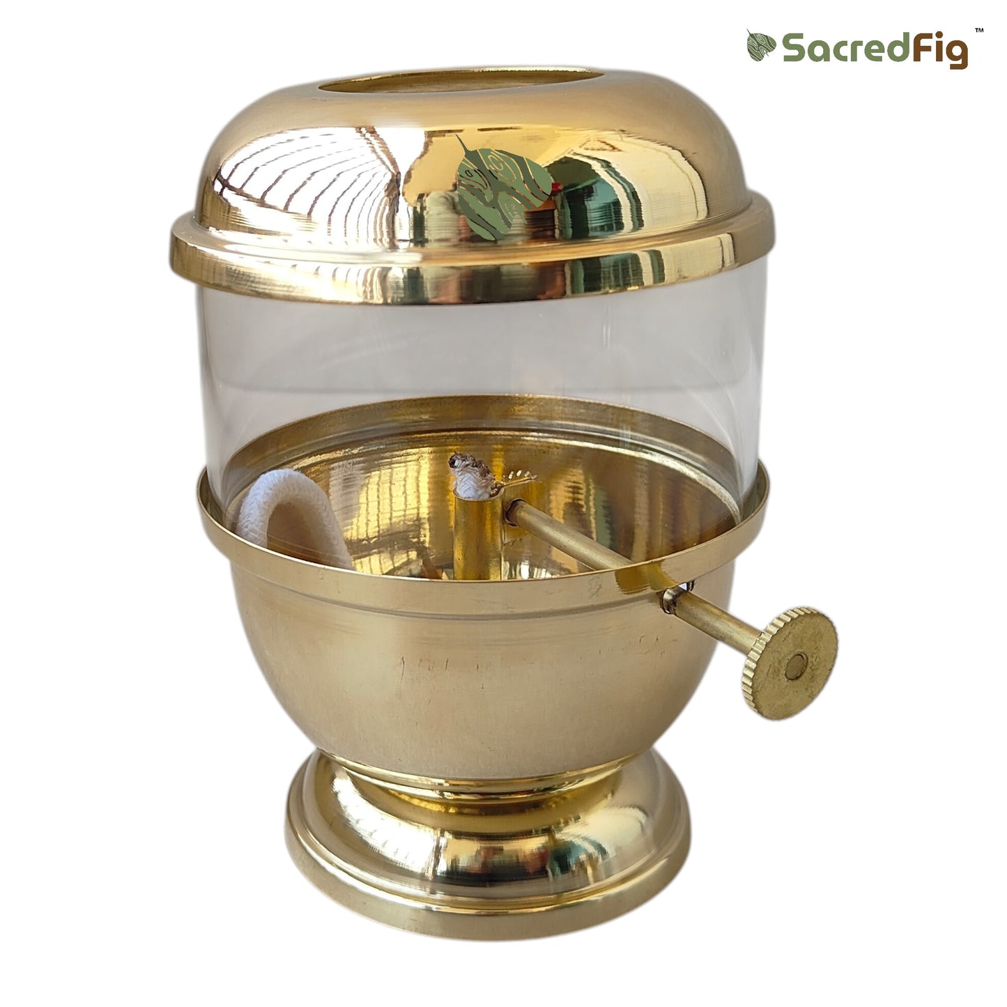 Premium Brass Akhand Diya with Glass Cover