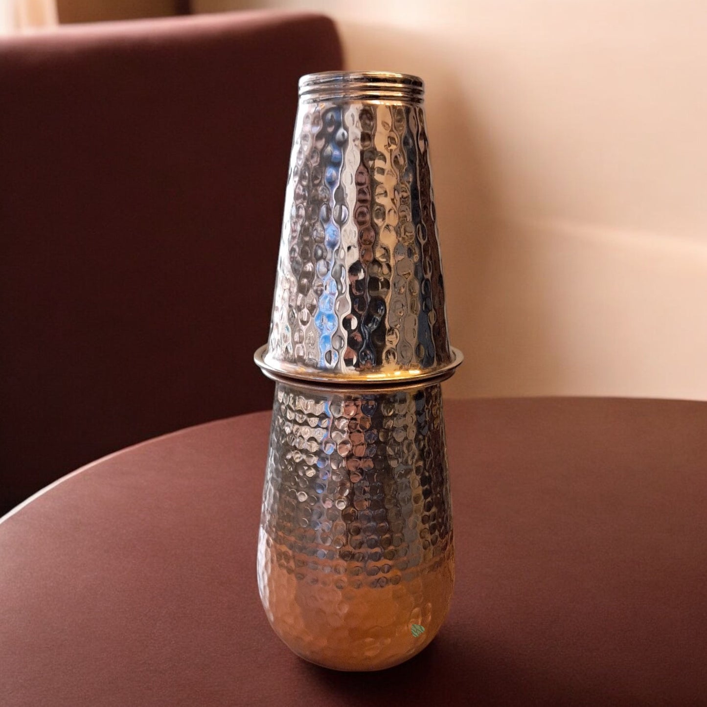 Premium Copper Water Bottle with Built-In Glass Cap| 1000ml