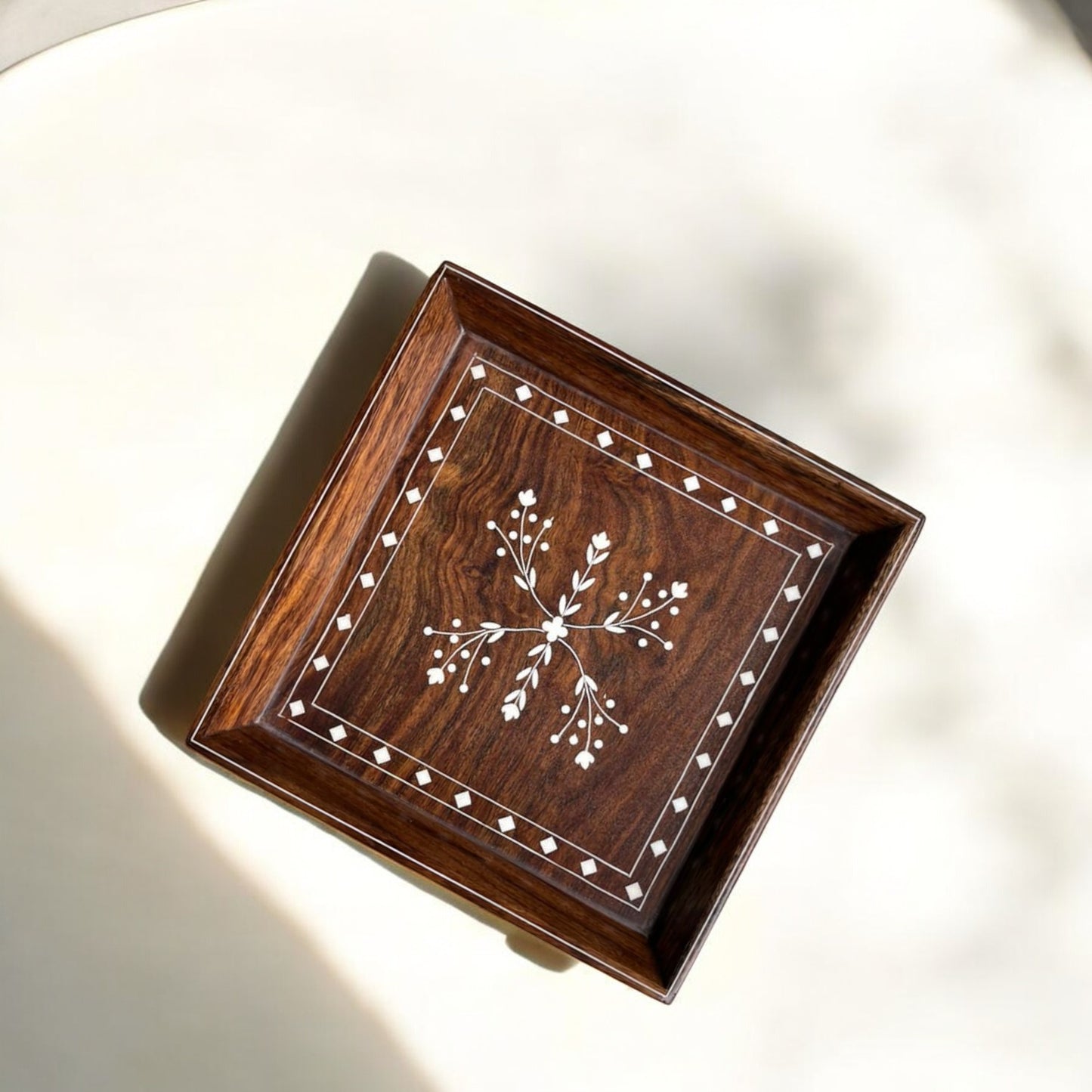 Wooden Inlaid Tray for Decor & Serving | Premium Decor by SacredFig | S, M sizes