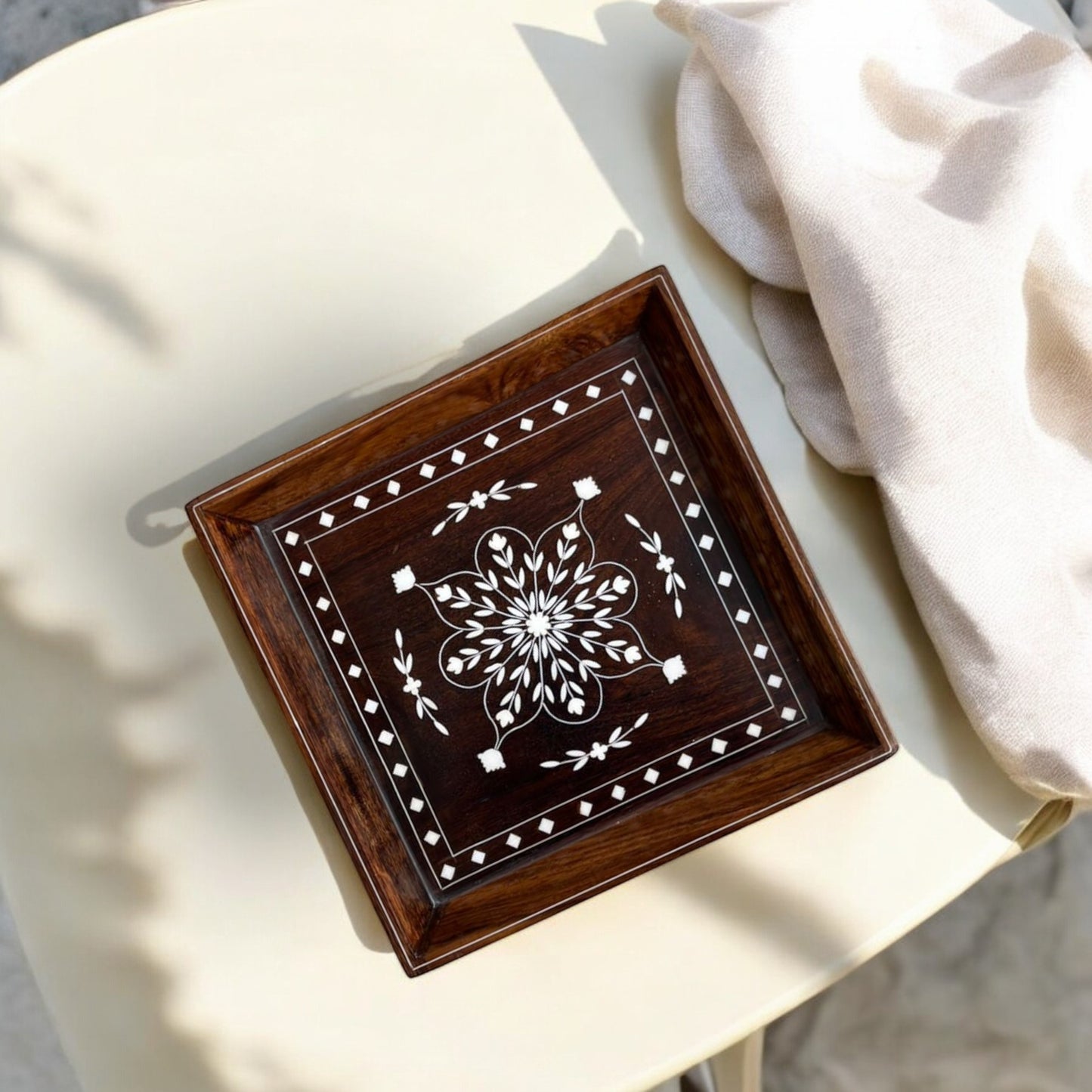 Wooden Tray for Decor & Serving | Premium Decor Floral Pattern | S, M sizes