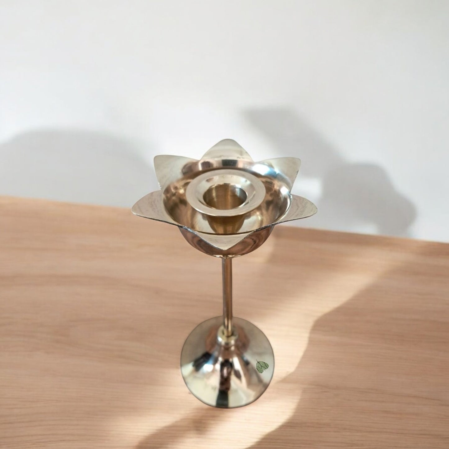 Blooming Flower candle stand in Brass Metal | 7 × 3 in
