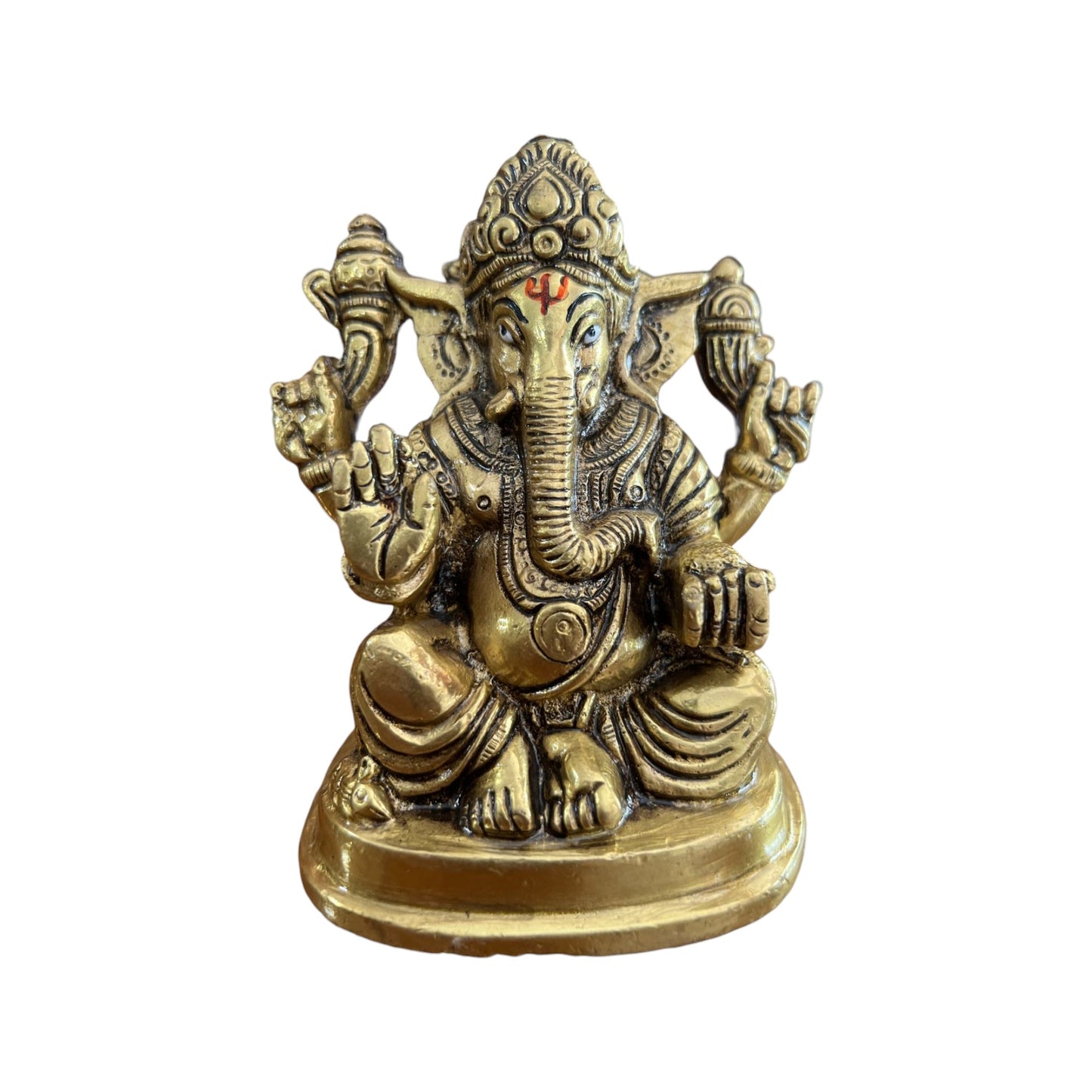 SacredFig Lord Ganesha Idol – 5 Inch | Pure Brass Statue with Premium Finish | Handcrafted Spiritual Decor