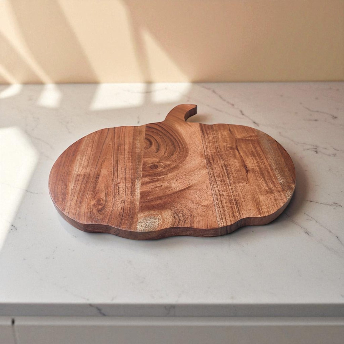 SacredFig Handcrafted Wooden Platter – Pumpkin Shape | 13x12 Inch | Dual-Purpose Chopping & Serving Board