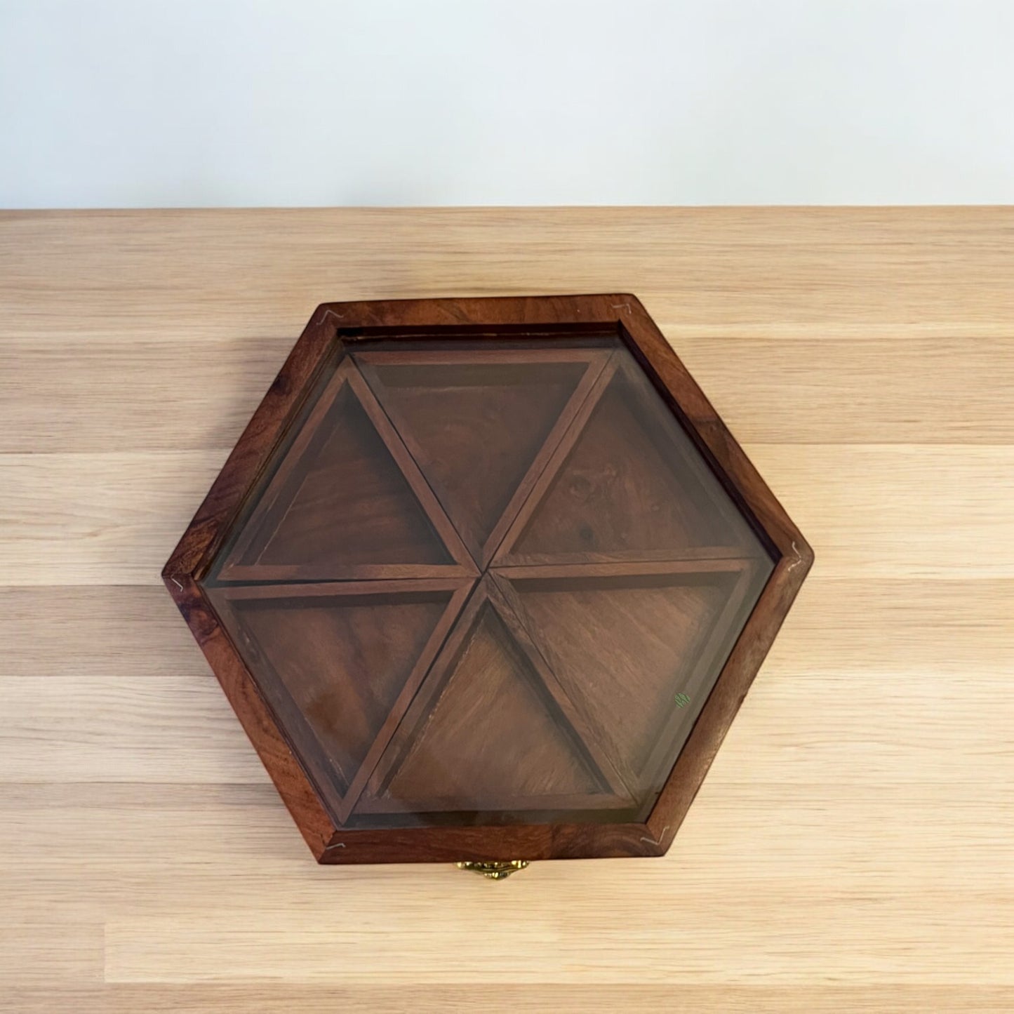 SacredFig Wooden Hexagon Storage Box – 9x8 Inch | Handcrafted for Kitchen, Home & Everyday Organization