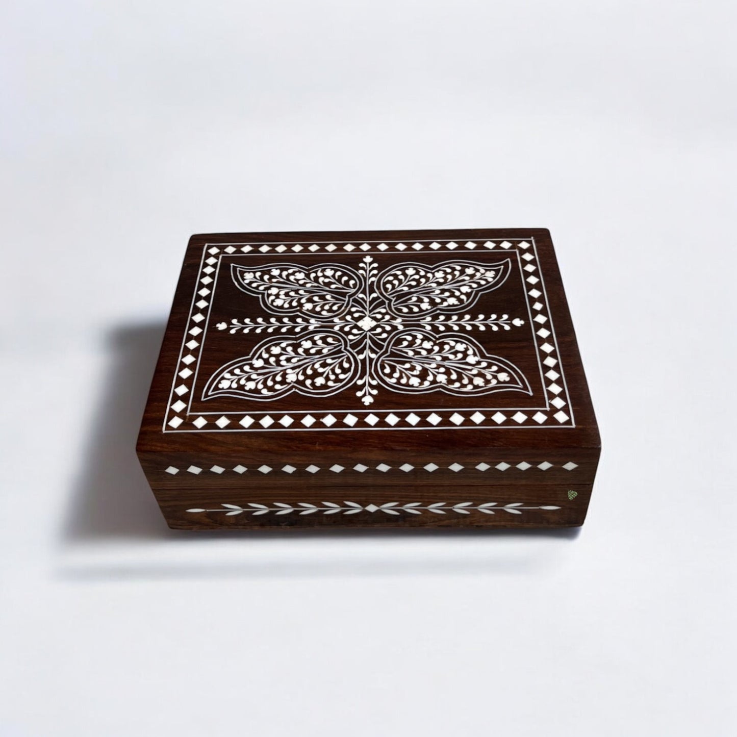 Premium Decorative Box with White Inlay | Decor by SacredFig | 8×6 in