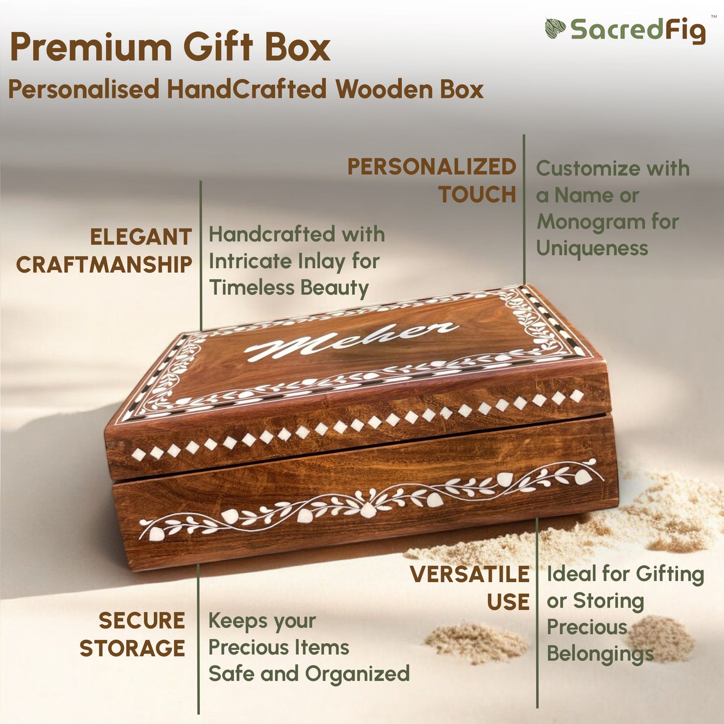 Personalised Wooden Box | Luxury gifting | Custom gift boxes | 12×8 in