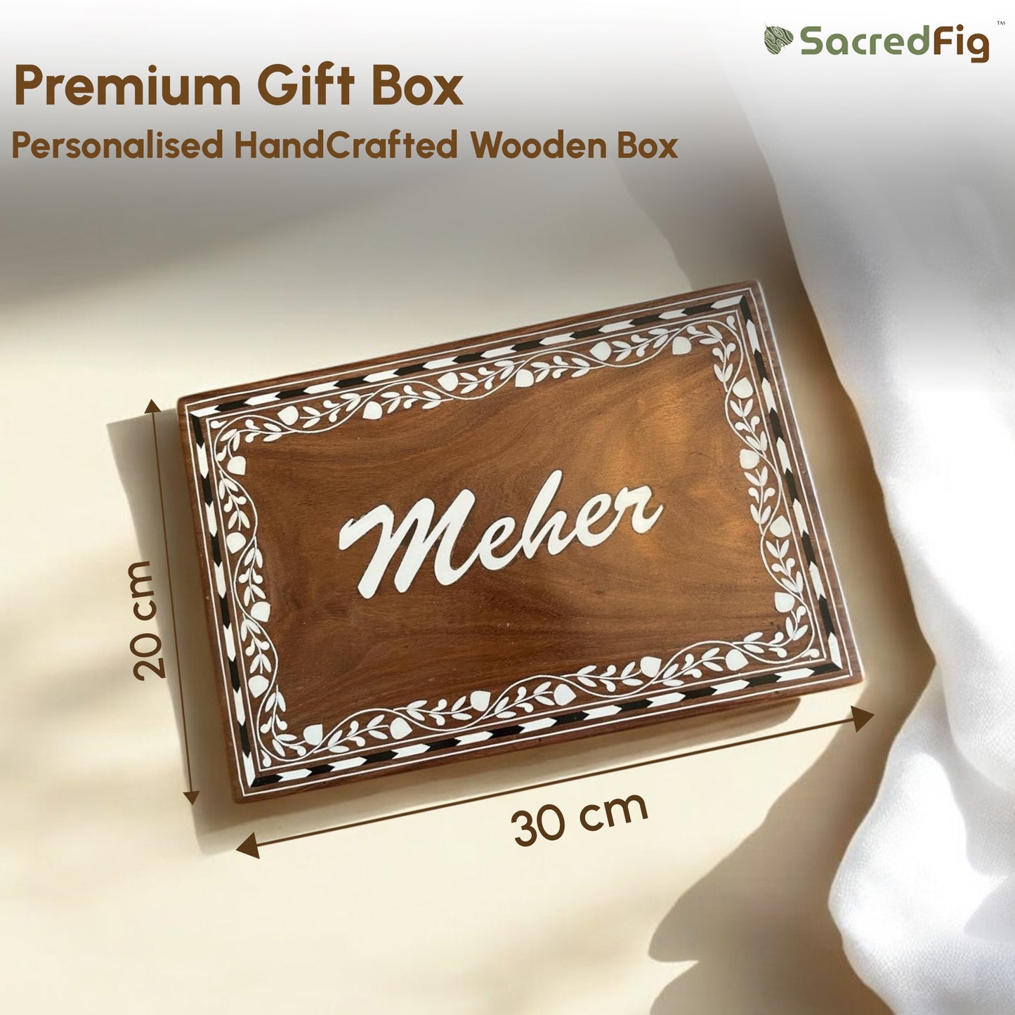 Personalised Wooden Box | Luxury gifting | Custom gift boxes | 12×8 in