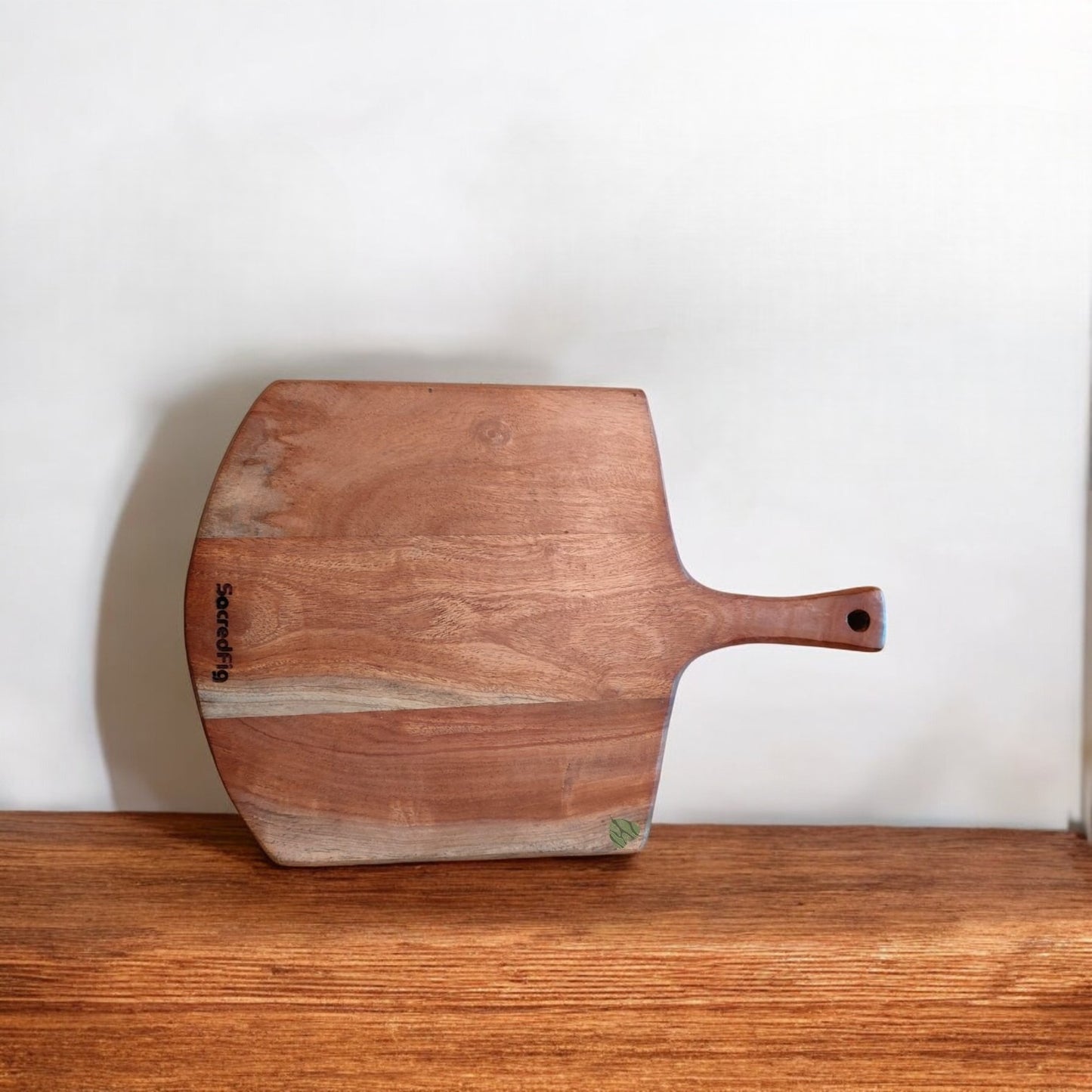 SacredFig Pizza & Bread Platter| Neem Wood Platter| Compact, Elegant & Natural Grain Pattern | 12 × 8 in