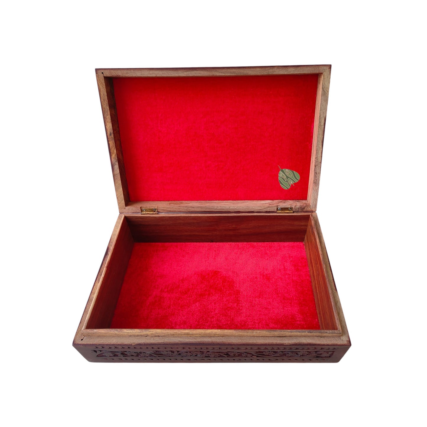 SacredFig Sheesham Wood Regal Gift Box, Floral Carving (10x6 inches)