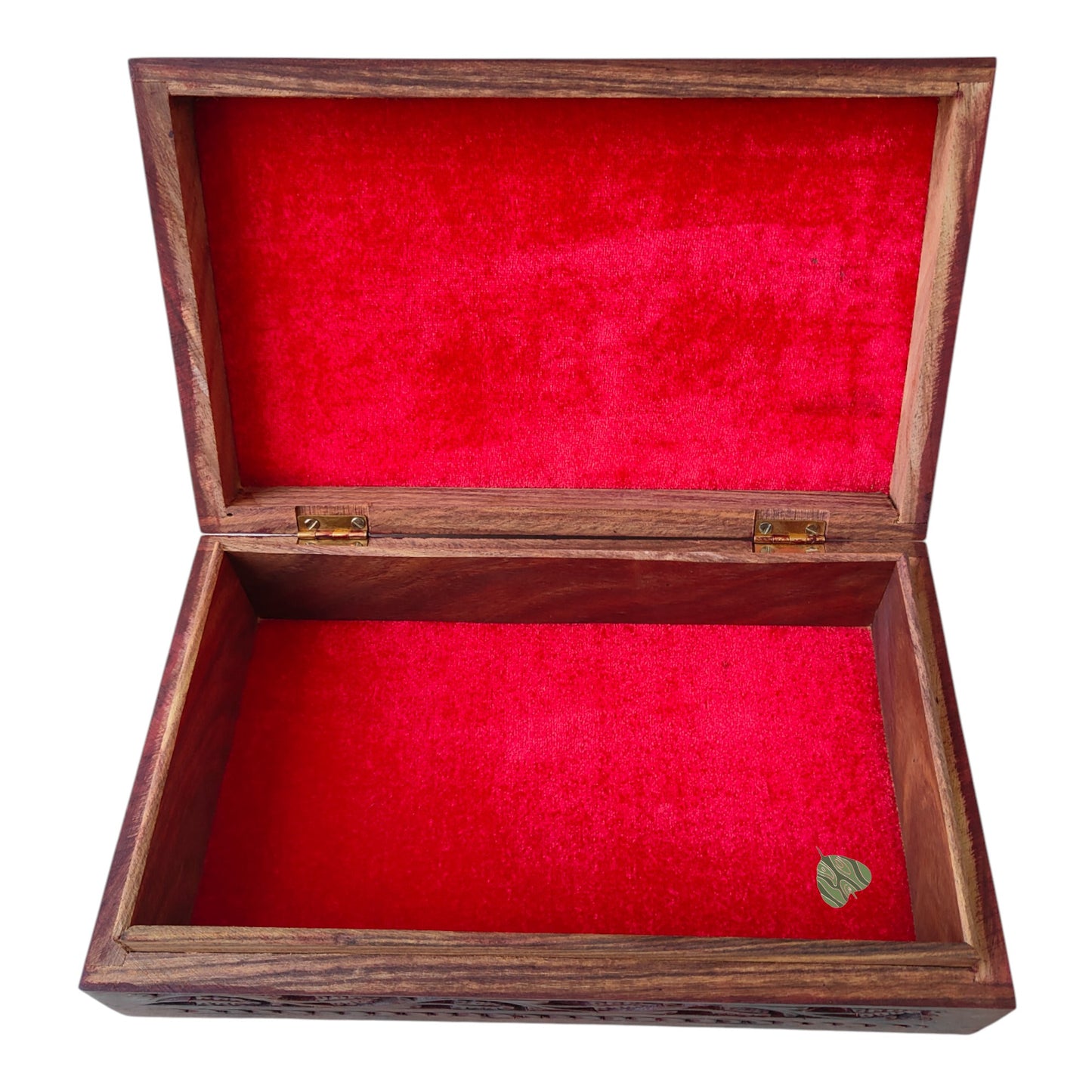 SacredFig Sheesham Wood Regal Gift Box, Floral Carving (12x8 inches)