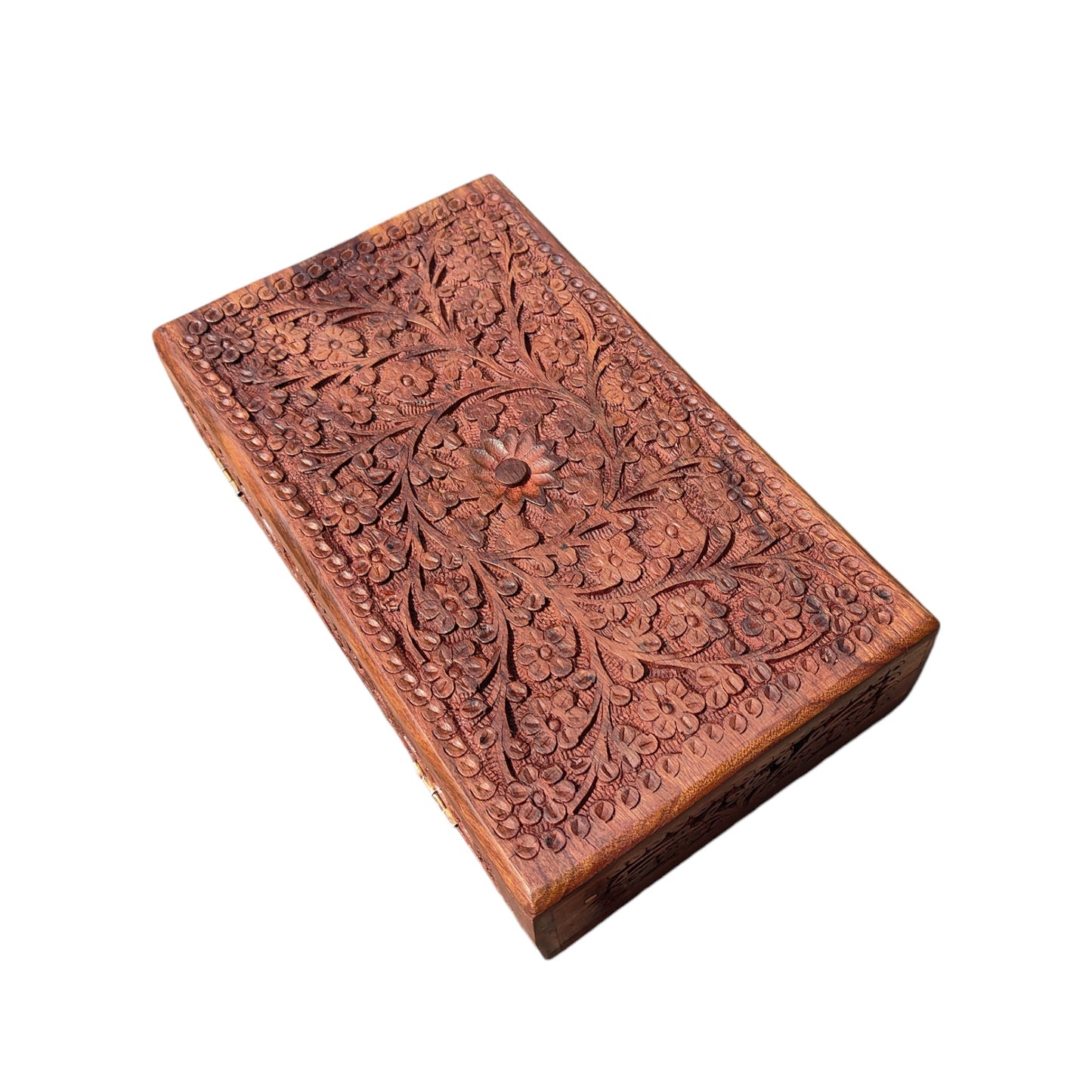 Wooden Gift & Jewellery Box | Floral Carving in Sheesham Wood | L 10×6 in | M 7×5 in | S 6×4 in
