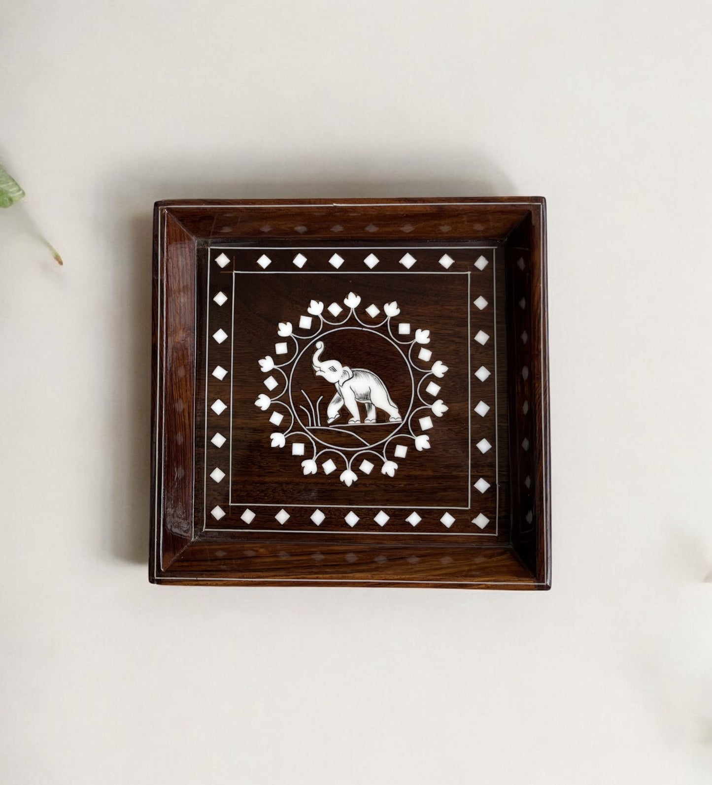 Wooden Tray for Decor & Serving | Premium Decor Floral Pattern with regal elephant motif | S, M sizes