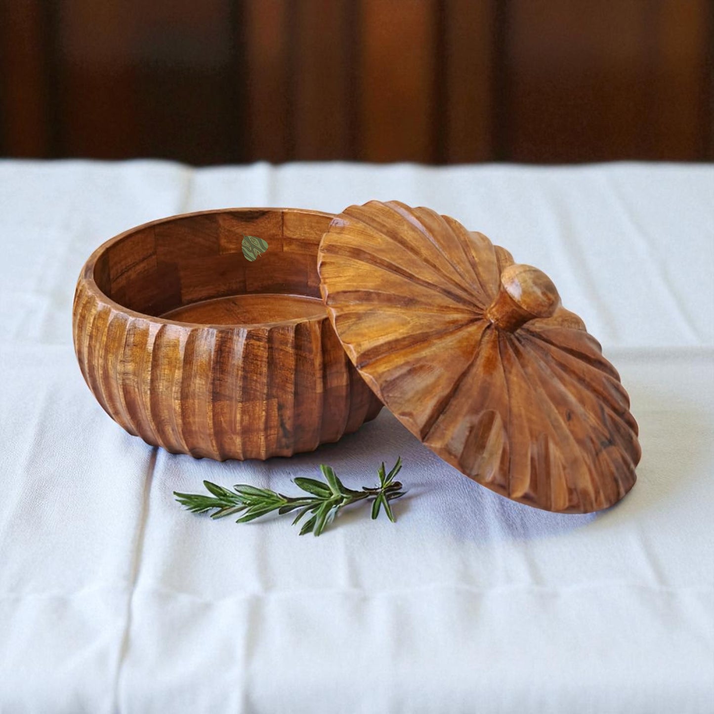 SacredFig Acacia Wood Chapati Box, Roti Box, Premium Hot Pot, Hot Case (9 in)