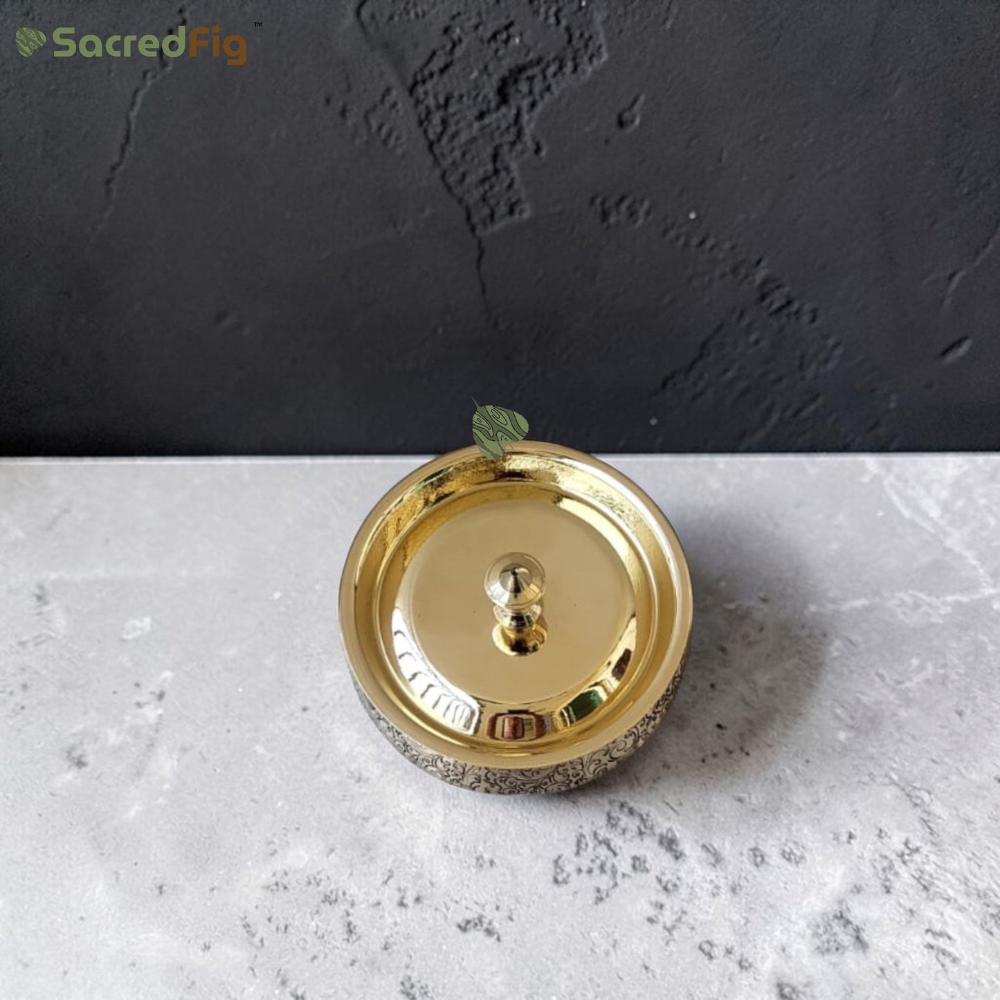 Brass Handi with Lid (500ml) | Handcrafted Inner Kalai Cooking Pot | Eternal Vine Series | SacredFig