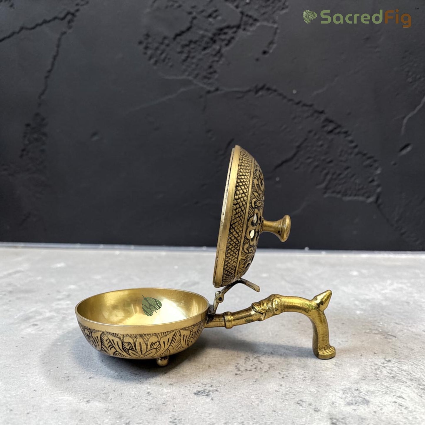 SacredFig Brass Dhoop Dhani – Traditional Incense Burner