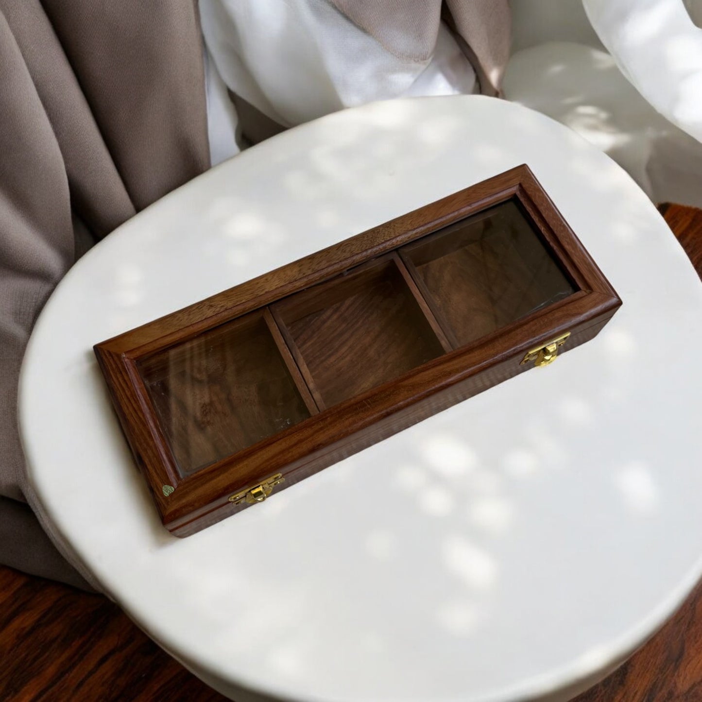 Sheesham Wood Multipurpose Box for Kitchen and Table | 3 Removable compartments | 11×4 in