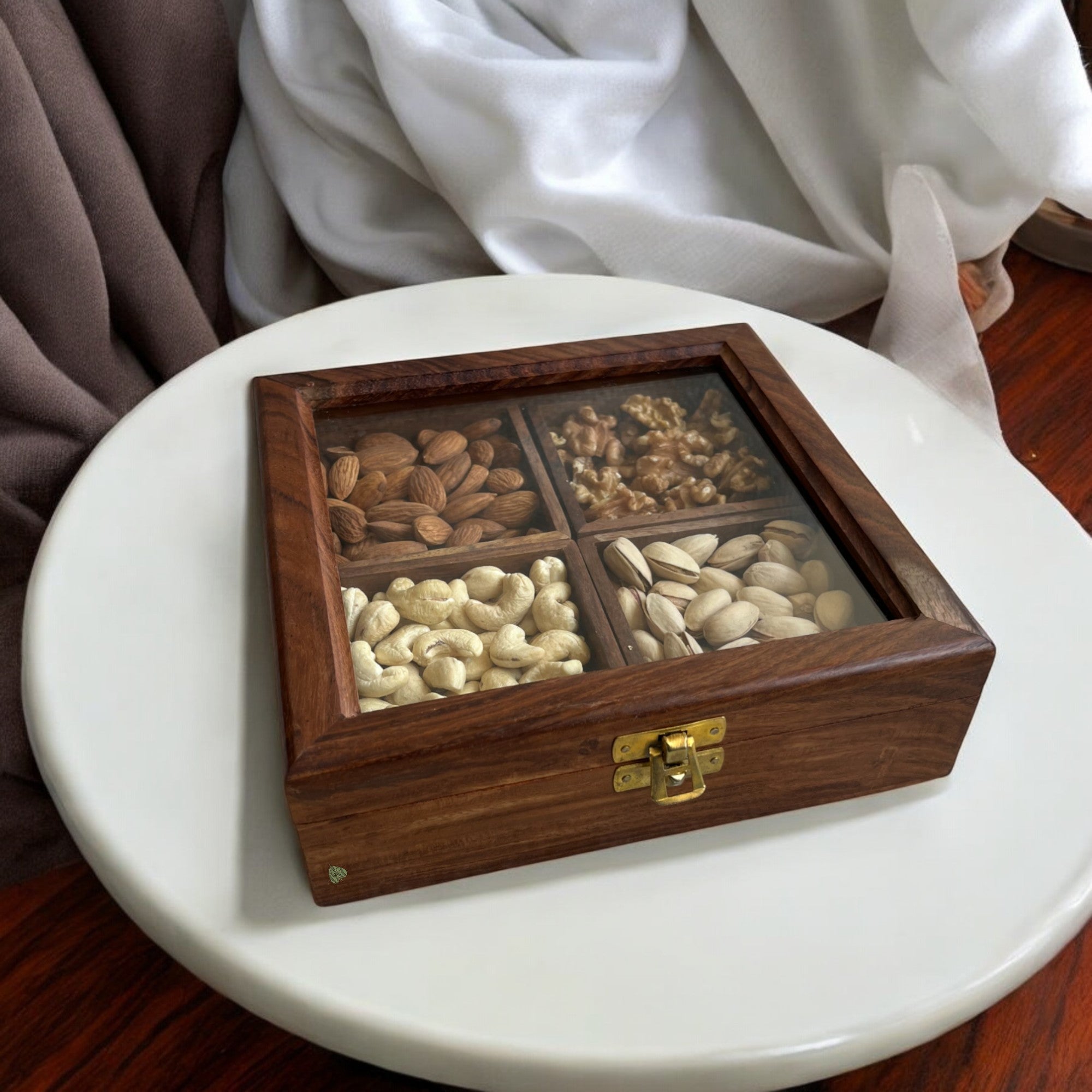 Sheesham Wood Multipurpose Box for Kitchen and Table | 4 Removable com ...