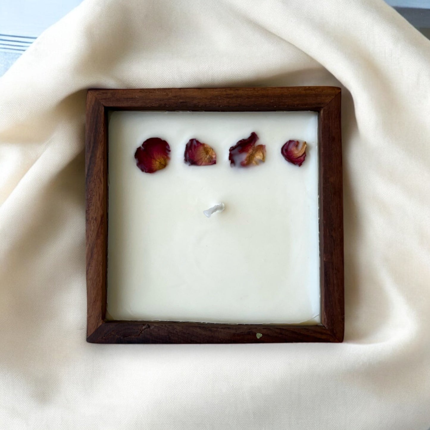 Square Box Candle with Rose Petals | Floral Scented Candle | 3 in