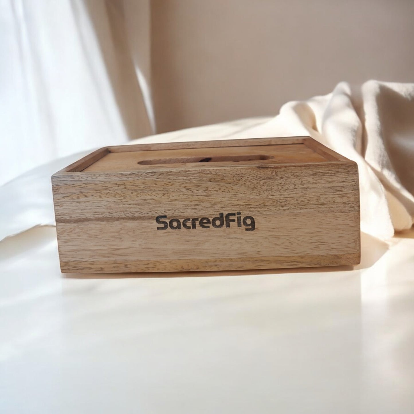 SacredFig Wooden Tissue Holder Box | Napkin Holder |Premium Minimalistic Design | Ideal for Office & Home use|9×5 in
