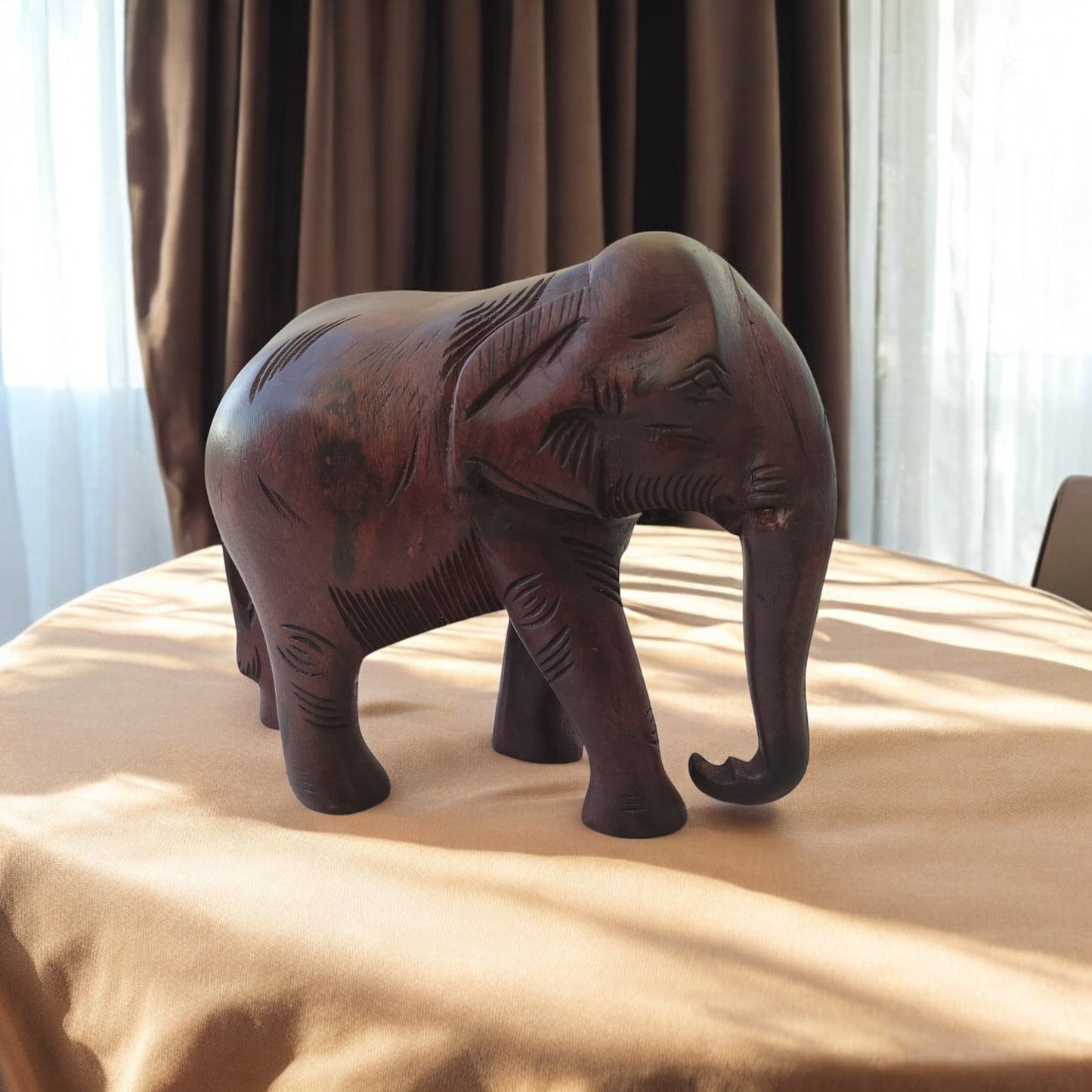 Red Elephant Premium Sheesham Wood - Walking Elephant | 8 in | Vaastu and Decor for Home & Office