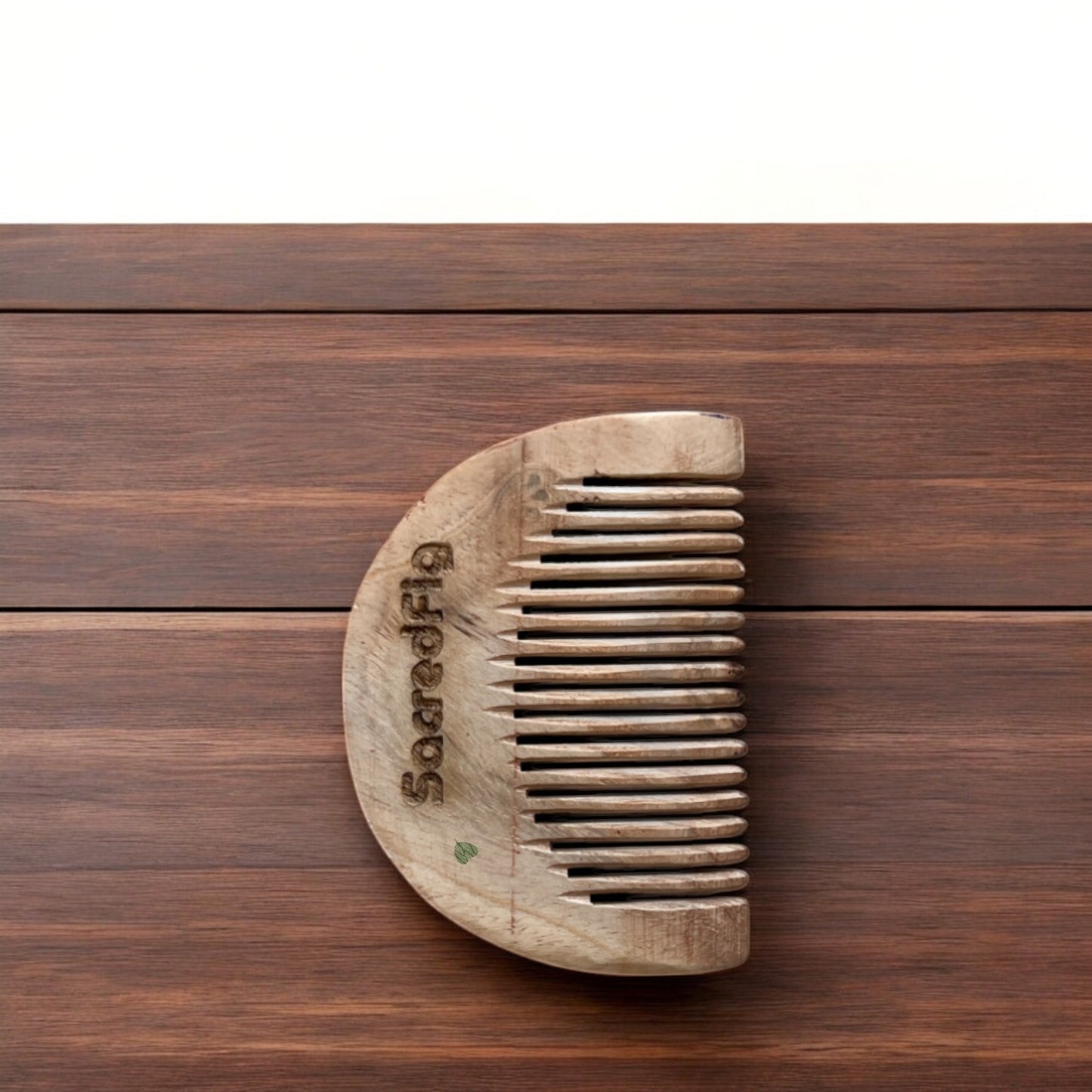 SacredFig Neem Wood Hair & Beard Comb – Round Design | Handcrafted for Gentle Grooming & Natural Care
