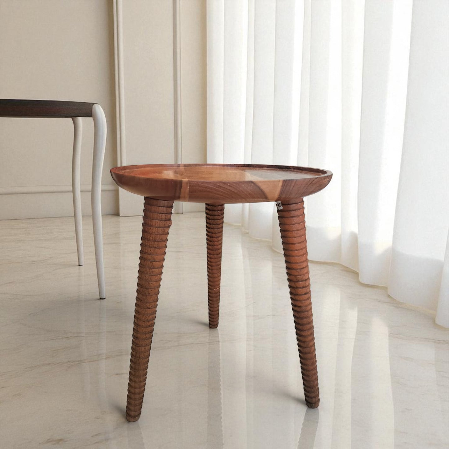 Premium Acacia Wood Side Table with Detachable Legs - 18 in (h)