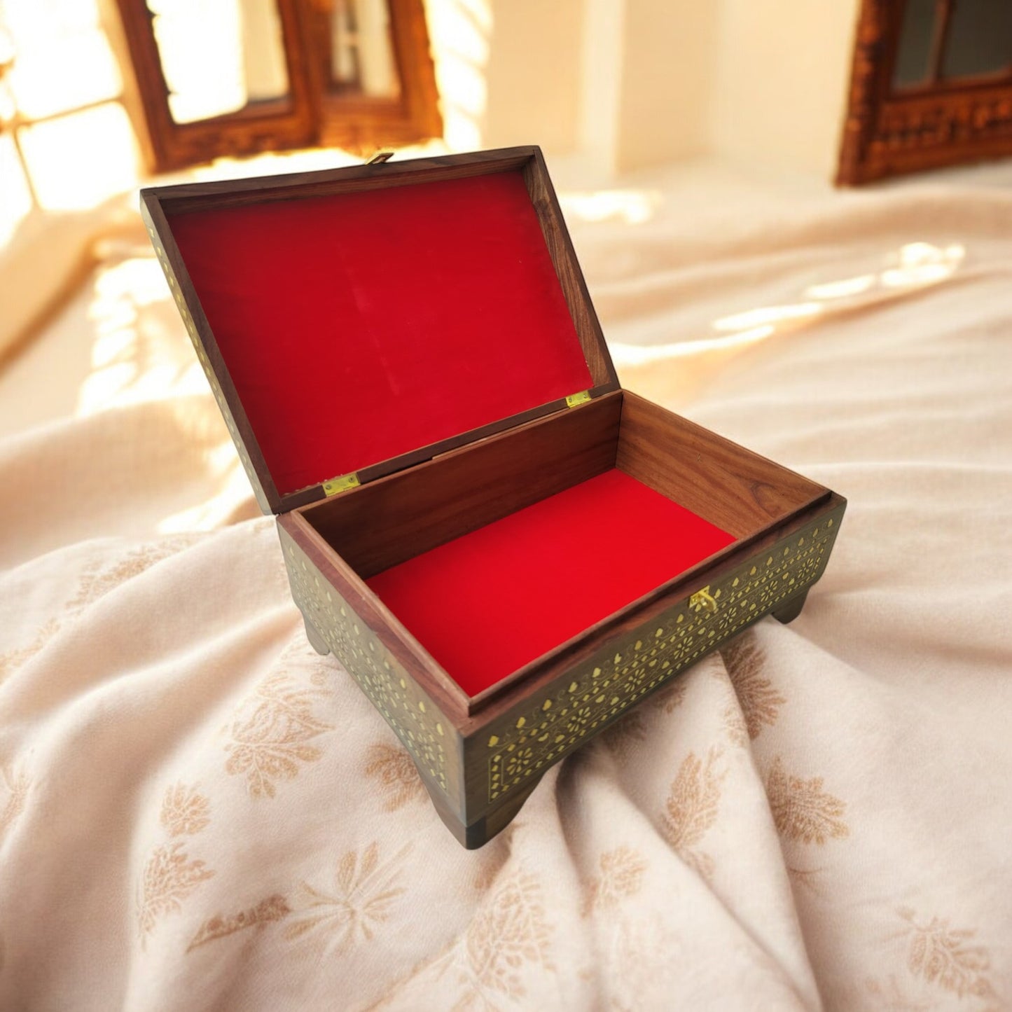 Jewellery Box Large Premium – Heavy Brass Inlaid Work (Virasat Collection) | 15x10 in Handcrafted Heritage Storage Box