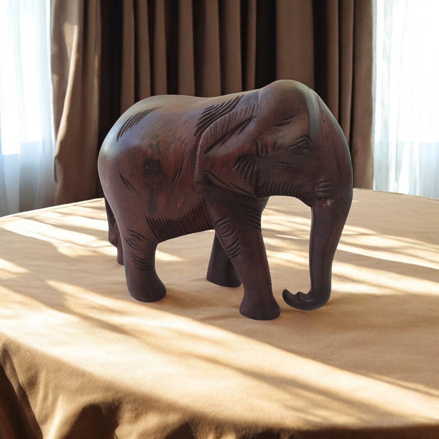 Red Elephant Premium Sheesham Wood - Walking Elephant | 8 in | Vaastu and Decor for Home & Office