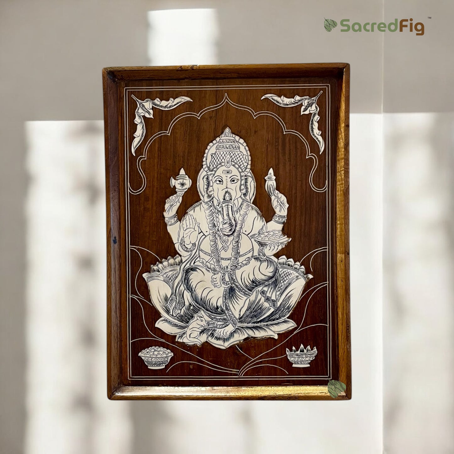 Shri Ganesha Wood Art | Premium Home Decor by SacredFig | 36 x 26 in