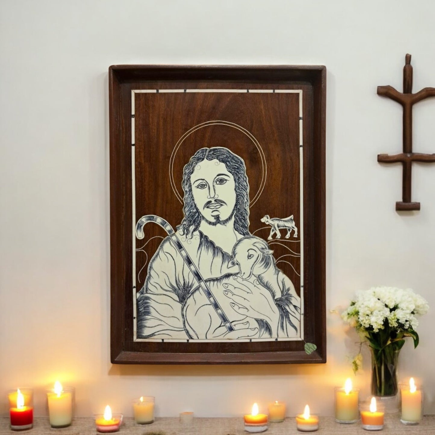 Lord Jesus Wooden Inlay Art | Decor by SacredFig | 10 x 15 in