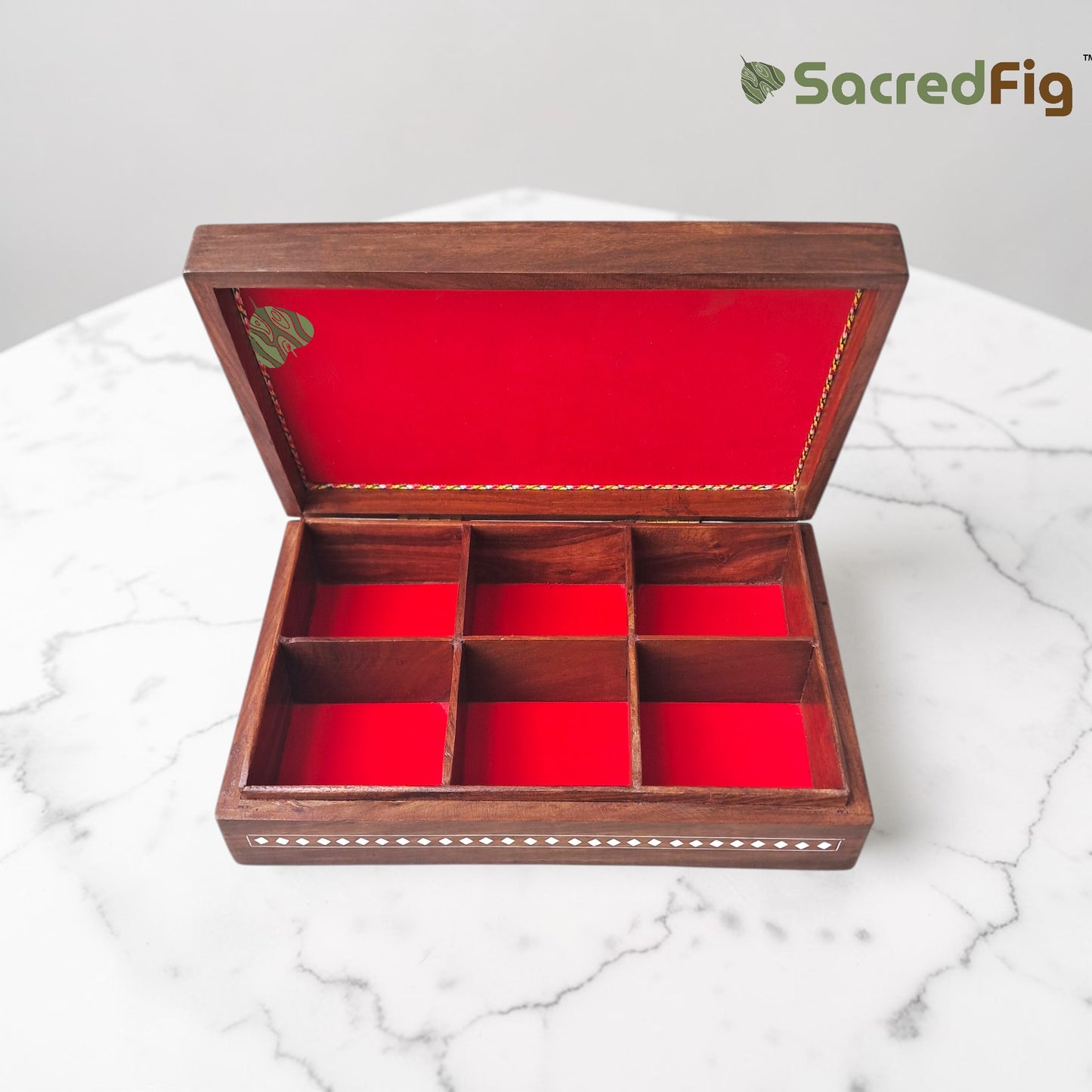SacredFig Premium Watch Box, Inlay Work in Sheesham Wood (30x20x8 cm)