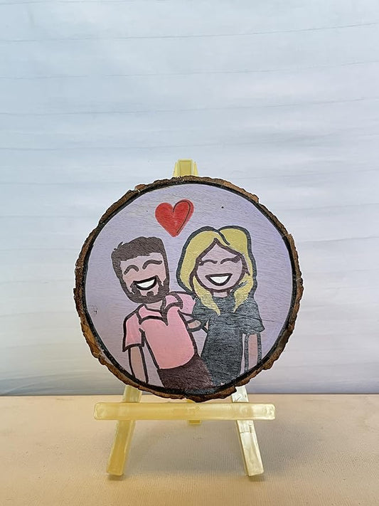 SacredFig Wooden Coaster – 4 Inch | Hand-Painted Partner Design | Artisanal Accent for Tables & Gifting