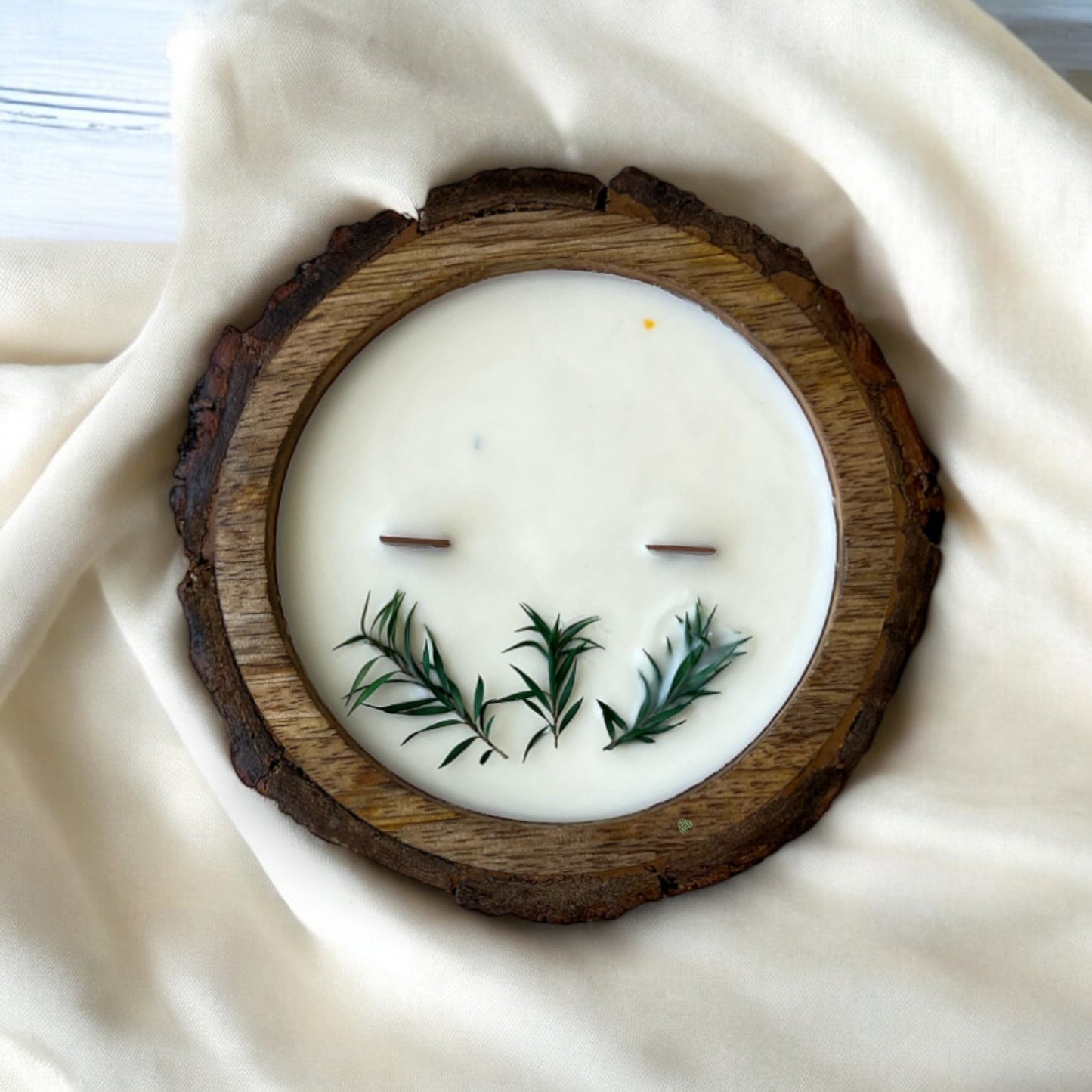 Round Barkwood Tray Scented Candle | Home Decor by SacredFig | 5 in