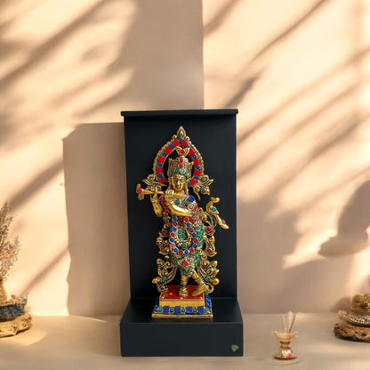 Beautiful Lord Krishna Idol with a Velvet Blue Box | 11 in