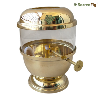 Premium Brass Akhand Diya with Glass Cover