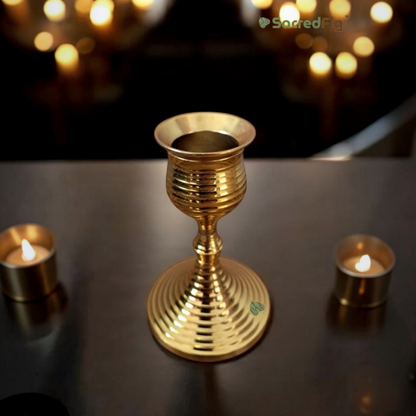 Candle Holder with Intricate Spiral Design - Gold Finish | 3.7 in