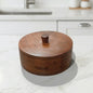 SacredFig Acacia Wooden Box - 9 in (d) | Premium Chapati Box with Lid | Multipurpose Kitchen Storage