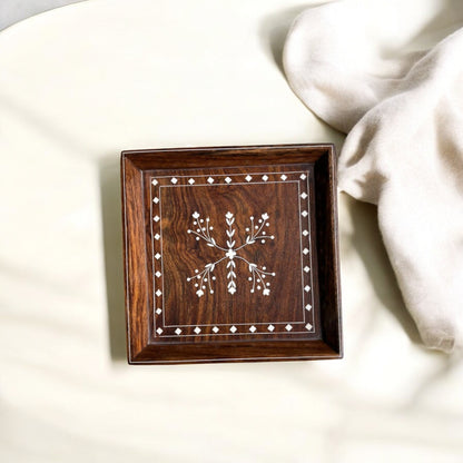 Wooden Inlaid Tray for Decor & Serving | Premium Decor by SacredFig | S, M sizes