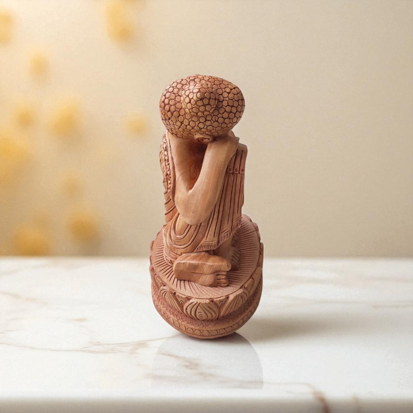 SacredFig Wooden Buddha Statue – 6.5 Inch | Resting Tranquility Pose | Handcrafted Home & Meditation Decor