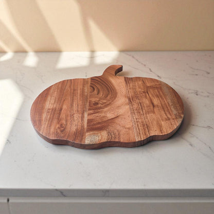 SacredFig Handcrafted Wooden Platter – Pumpkin Shape | 13x12 Inch | Dual-Purpose Chopping & Serving Board
