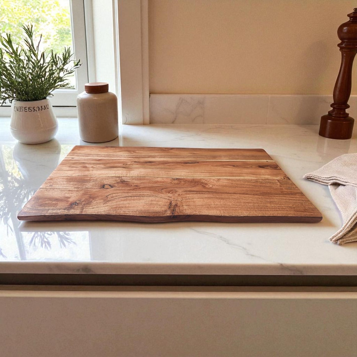 SacredFig Rectangular Wooden Chopping Board – 17x11 Inch | Handcrafted for Everyday Kitchen Use