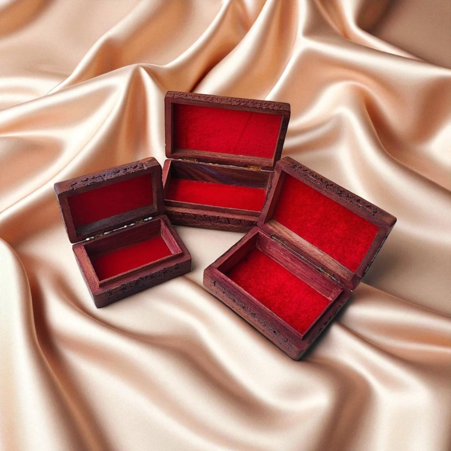 SacredFig Wooden Jewellery Box with Intricate Floral Carvings | Premium Storage Boxes in Small, Medium & Large Sizes