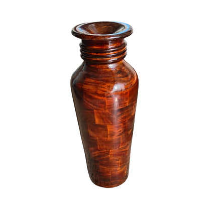 Vase Set | Wooden Floor Vase in bottle shape with self-checkered design - Set of 3 | 16 × 4 in