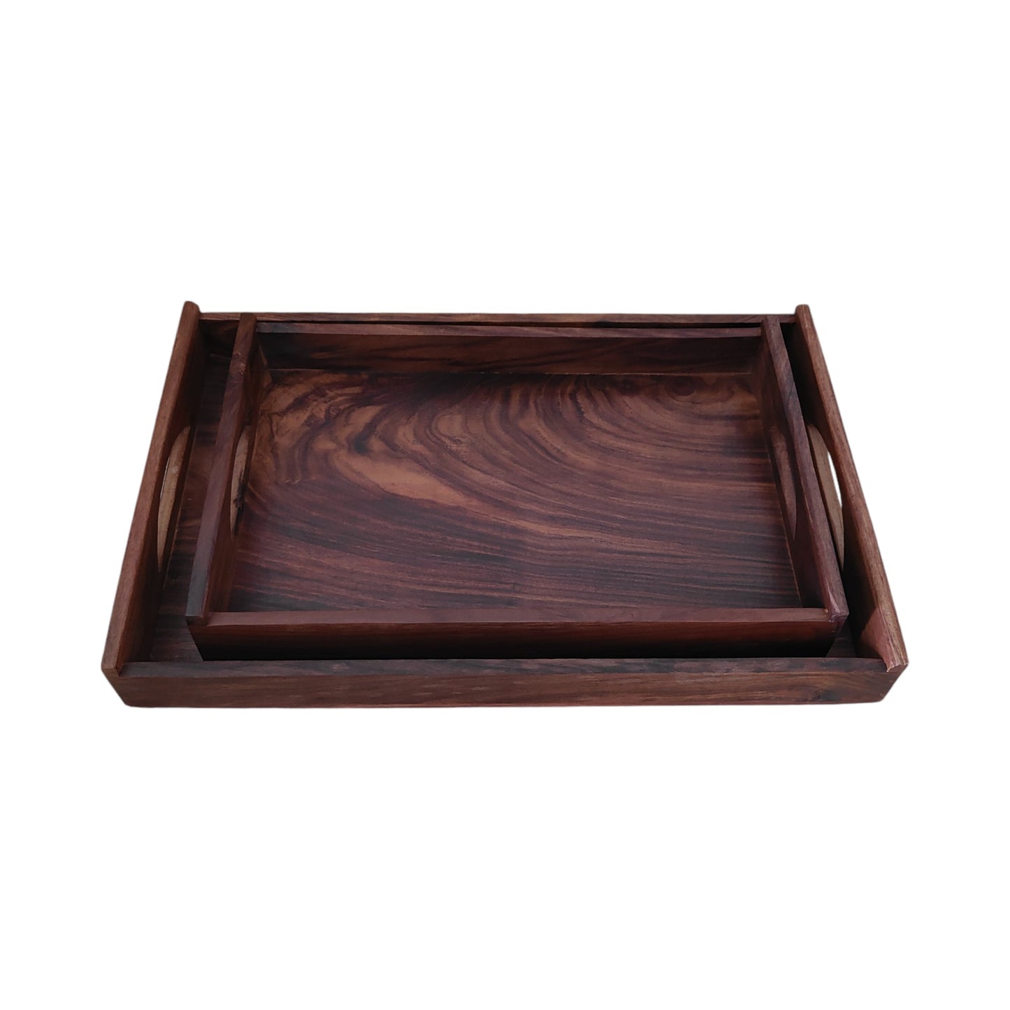 SacredFig Wooden Tray Set | Minimalist Large Serving Tray Set (Set of 2)