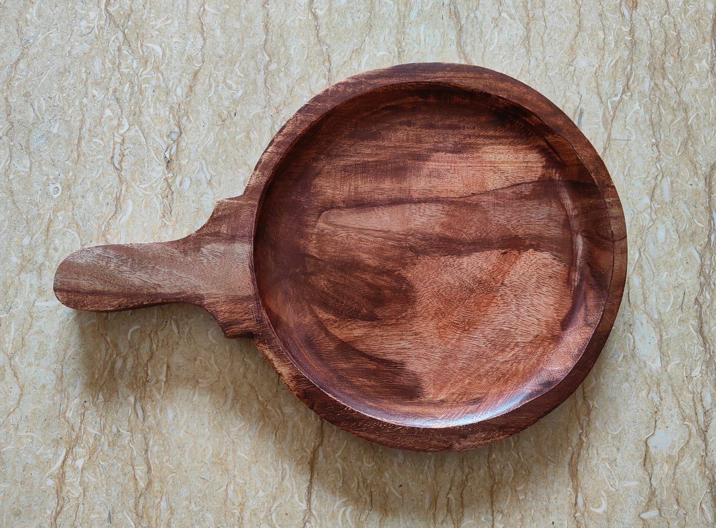 Wooden Pizza Platter in Solid Sheesham Wood, Platter for Serving Pizza, Breads, Snacks | Natural Wood Design| 10 in(d)