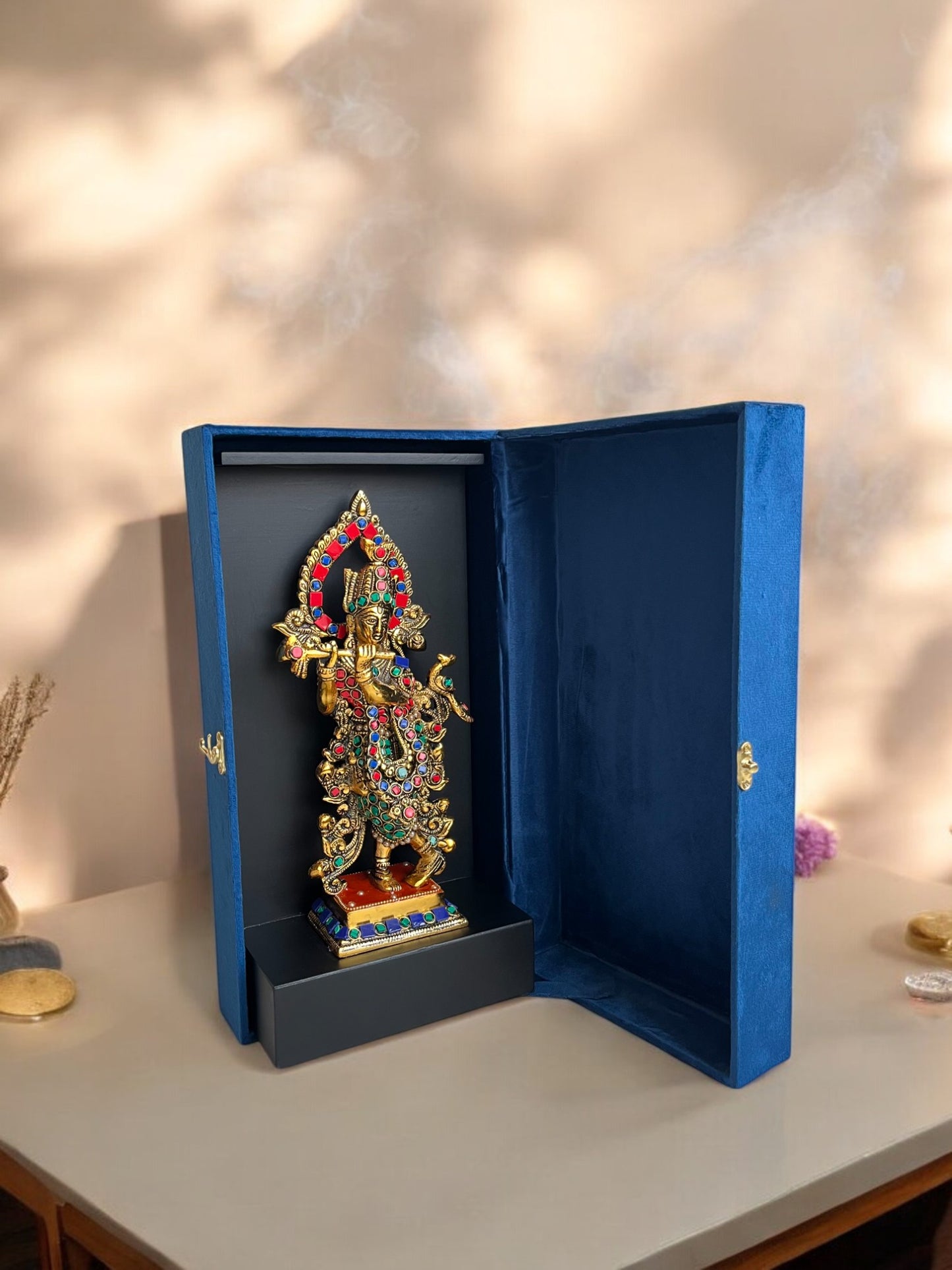 Beautiful Lord Krishna Idol with a Velvet Blue Box | 11 in