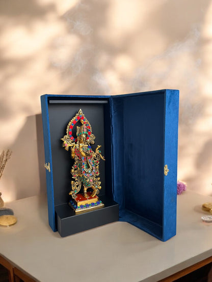Beautiful Lord Krishna Idol with a Velvet Blue Box | 11 in