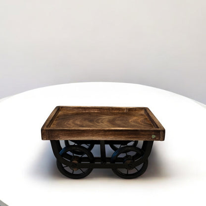 SacredFig Wooden Cart Display Piece – 10x6 Inch | Artisanal Home Decor Accent for Rustic Charm