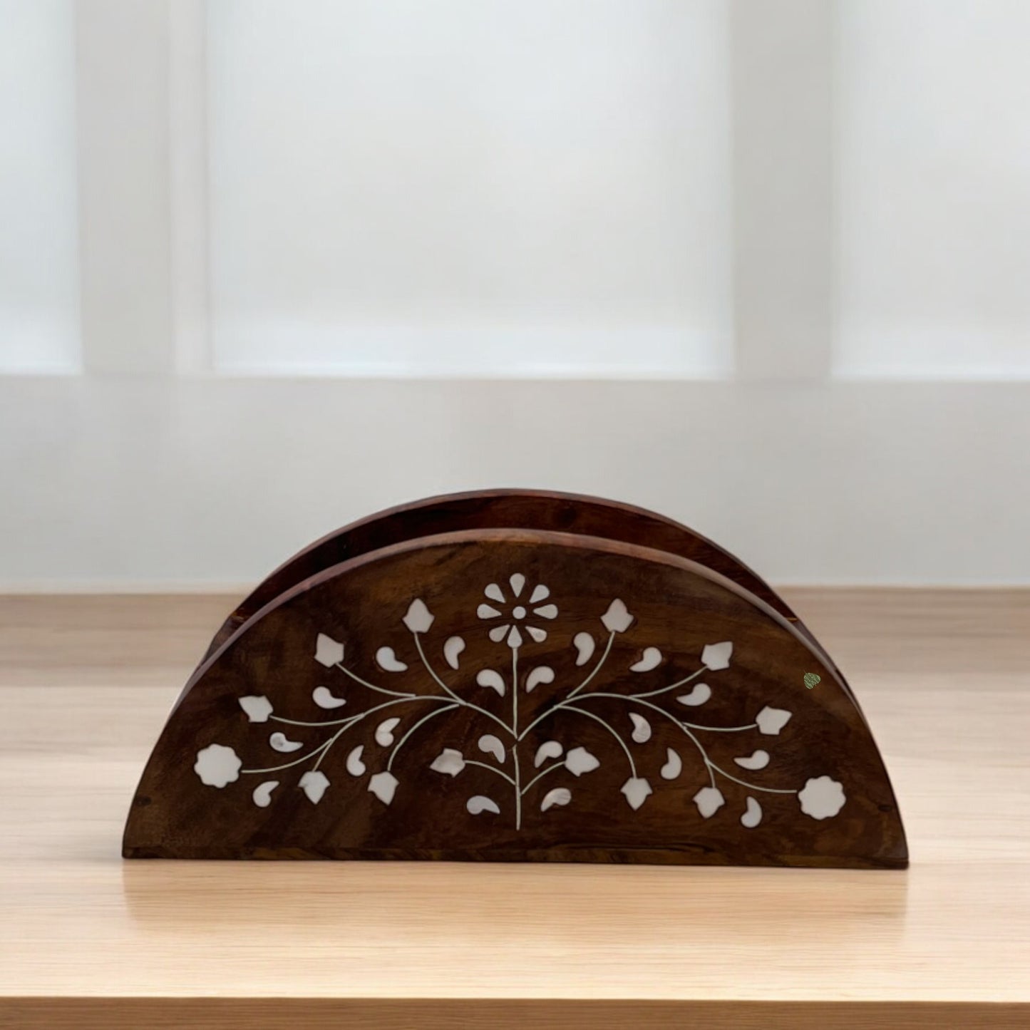 Wooden White Inlay Napkin Holder by SacredFig | 8×3 in