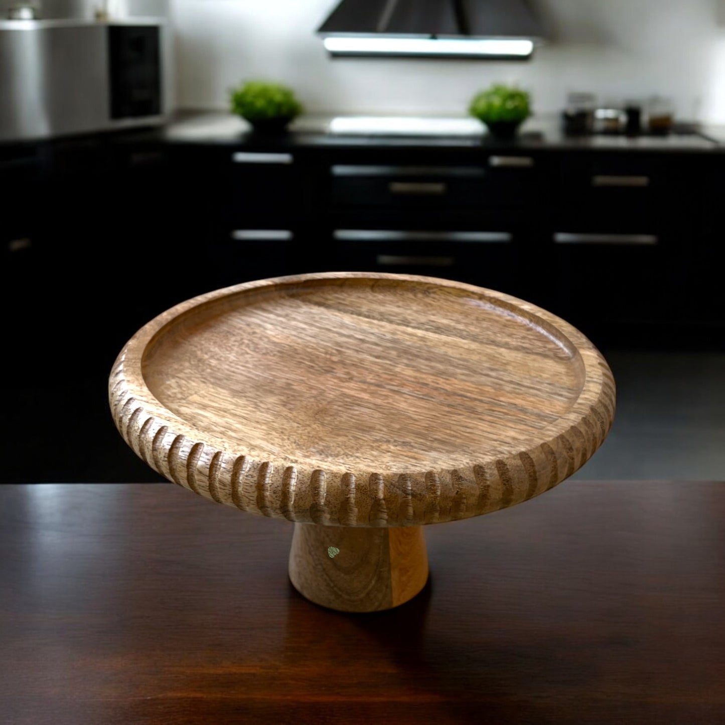SacredFig Wooden Cake Stand – 9.5 Inch | Handcrafted Dessert Display for Serving & Table Styling